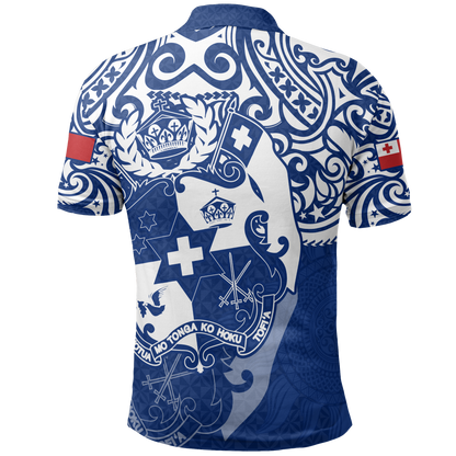 Tonga Polo Shirt - Tongan FLag Coat Of Arms Pride Bright Blue