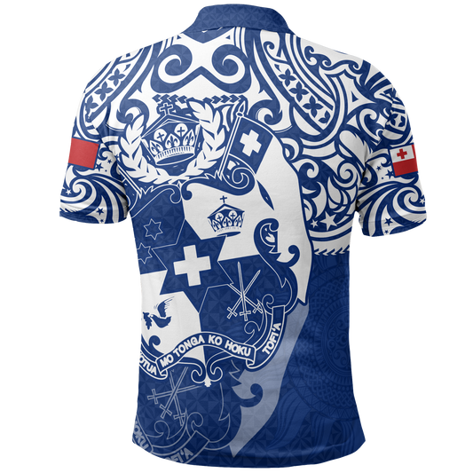 Tonga Polo Shirt - Tongan FLag Coat Of Arms Pride Bright Blue