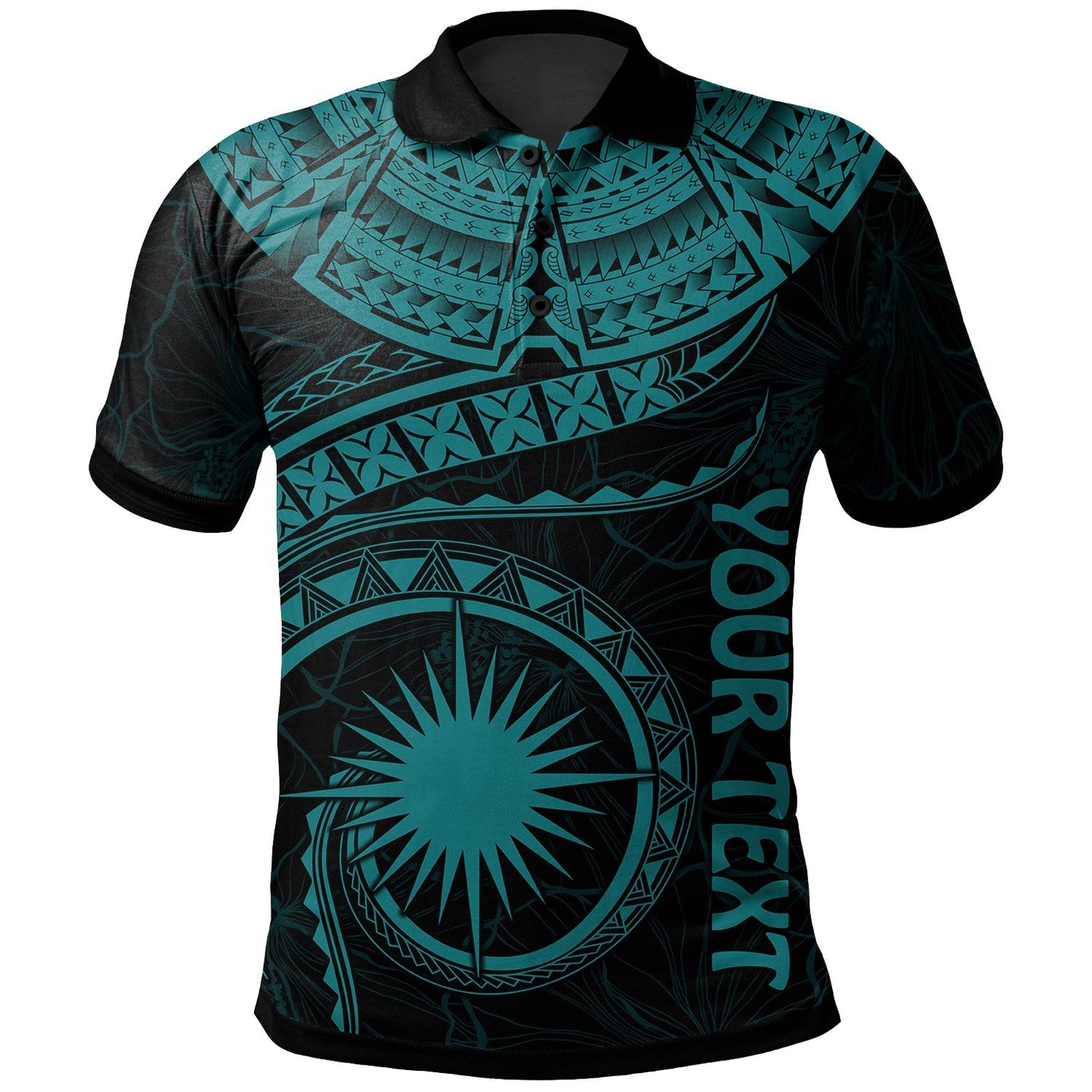 Marshall Islands Polynesian Personalised Polo Shirt - Marshall Islands Waves Turquoise