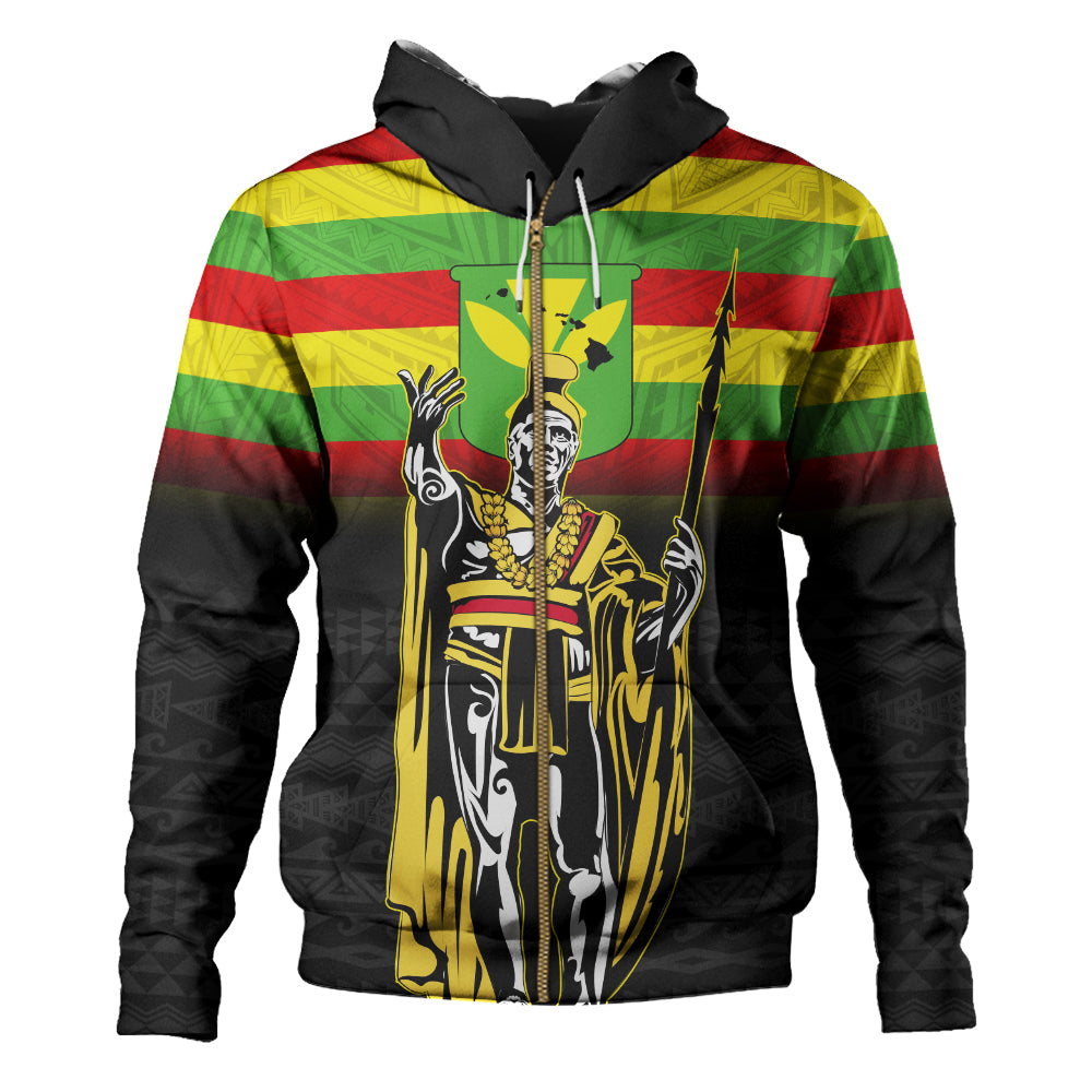 Hawaii Hoodie King Kamehameha Flag Kanaka Maoli Tribal Tattoo Zip Unisex Hoodie