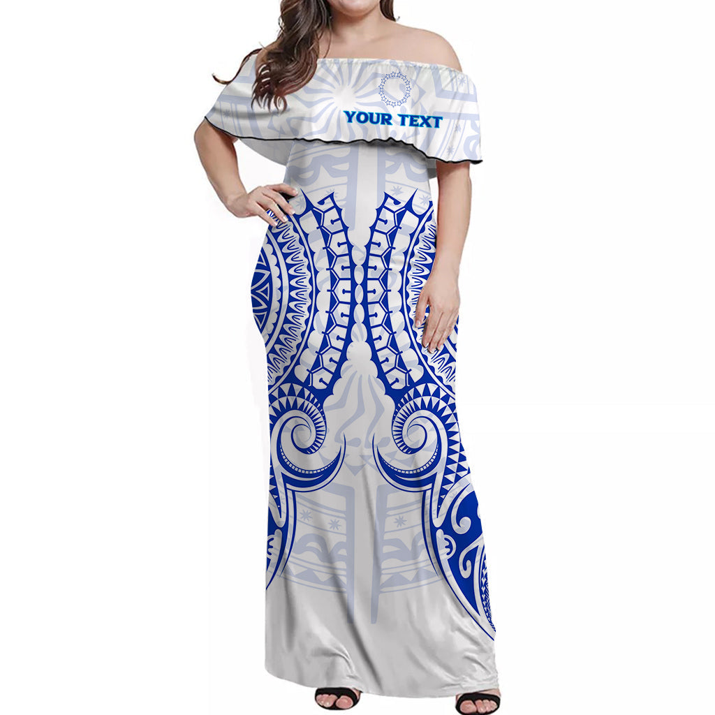 Custom Personalised Cook Islands Palmerston Off Shoulder Long Dress Tribal Pattern