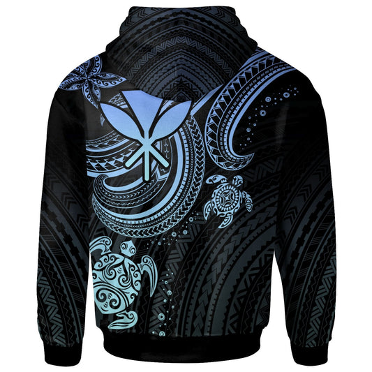 Custom Text Hawaii Custom Personalised Zip Up Hoodie Blue Turtle