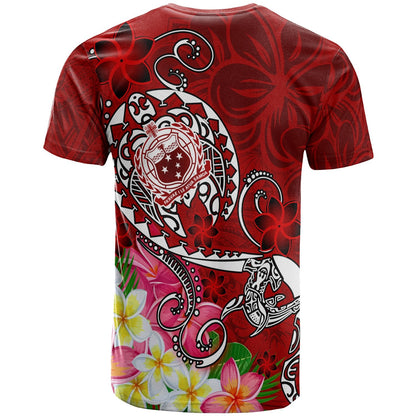 Samoa Custom Personalised T - Shirts - Turtle Plumeria Red