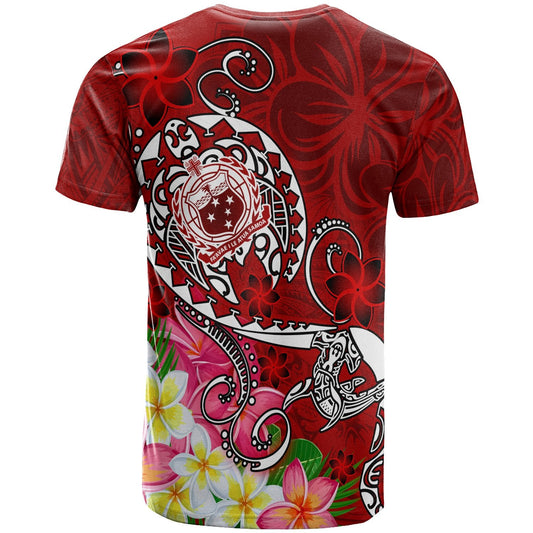 Samoa Custom Personalised T - Shirts - Turtle Plumeria Red