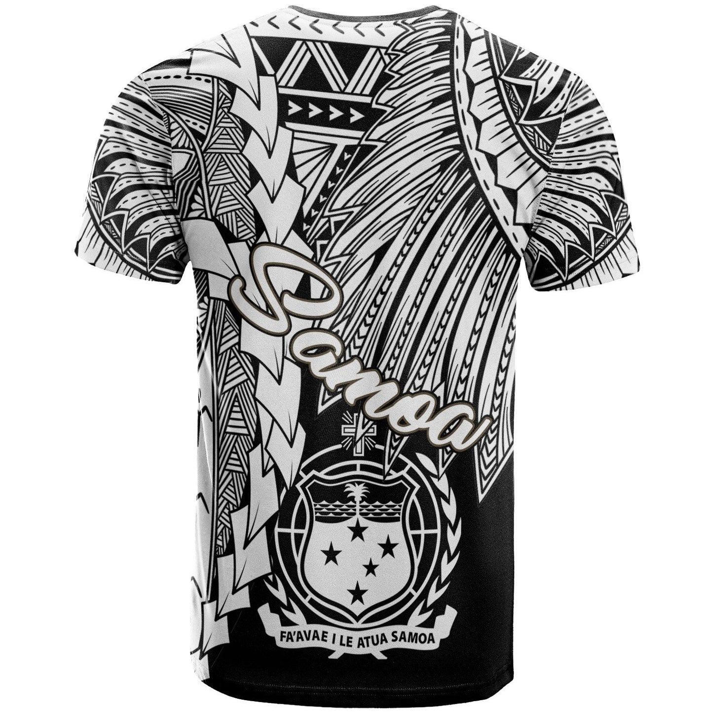 Samoa Polynesian T - Shirt - Tribal Wave Tattoo White