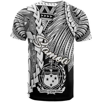 Samoa Polynesian T - Shirt - Tribal Wave Tattoo White