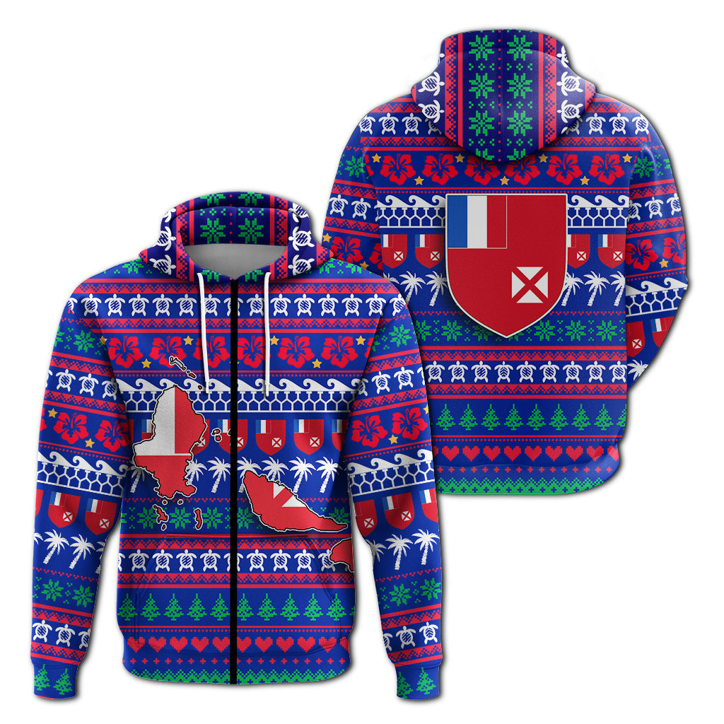 Wallis and Futuna Christmas Zip Hoodie Ugly Christmas