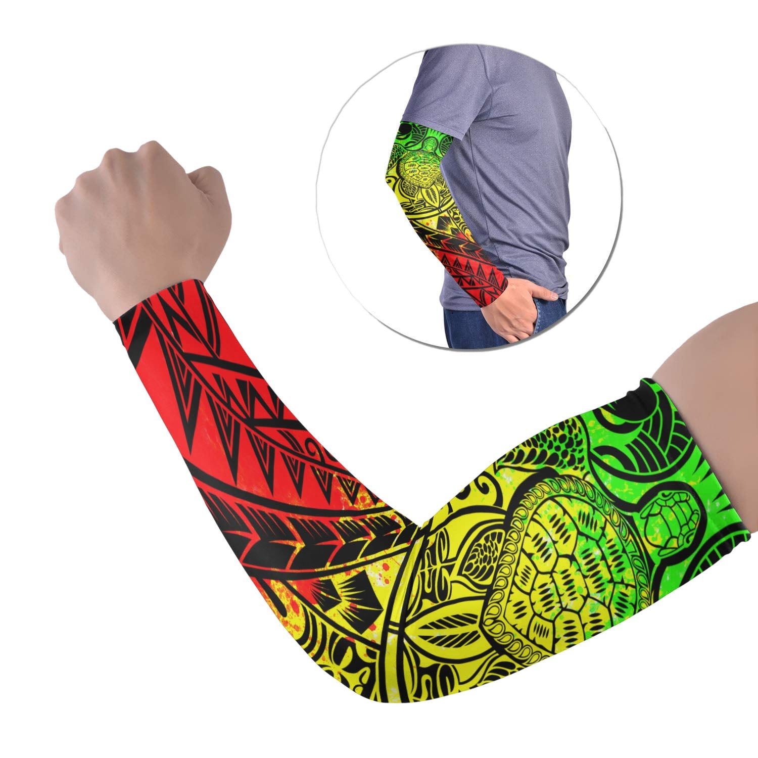 Polynesian Tribal Tattoo Arm Sleeve 43 (Set of Two) Colorful No.16