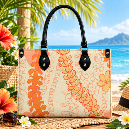 Tropical Puakenikeni Hawaiian Flower Lei Leather Handbag Gift For Her