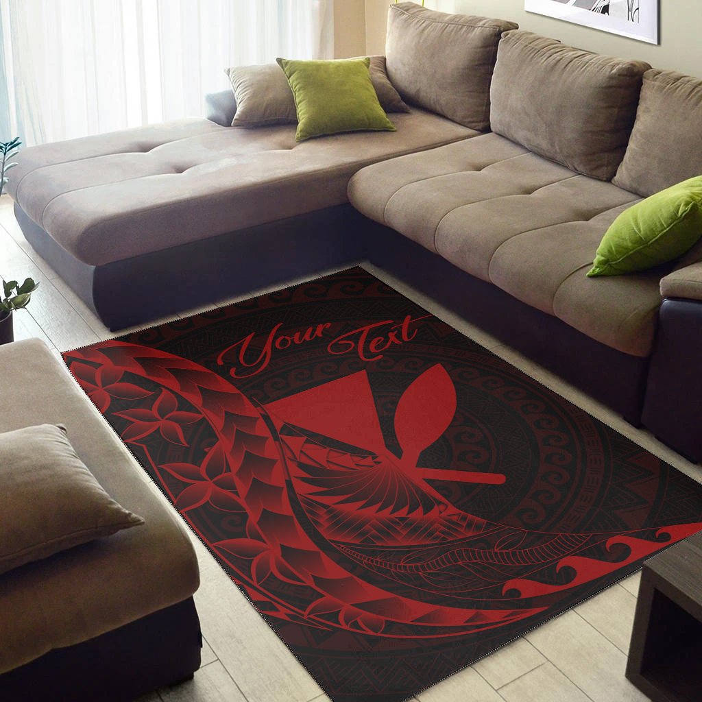 Kanaka Area Rug Custom Personalised Polynesian Pattern Style Red Color