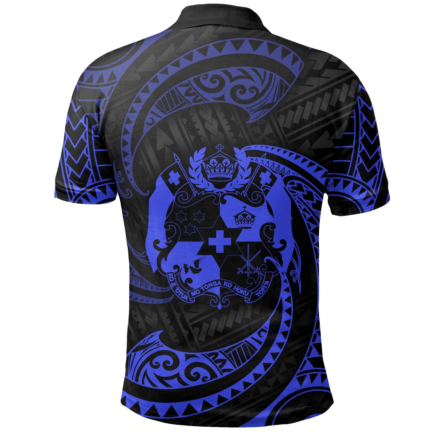 Tonga Polynesian Custom Personalised Polo Shirt - Blue Tribal Wave