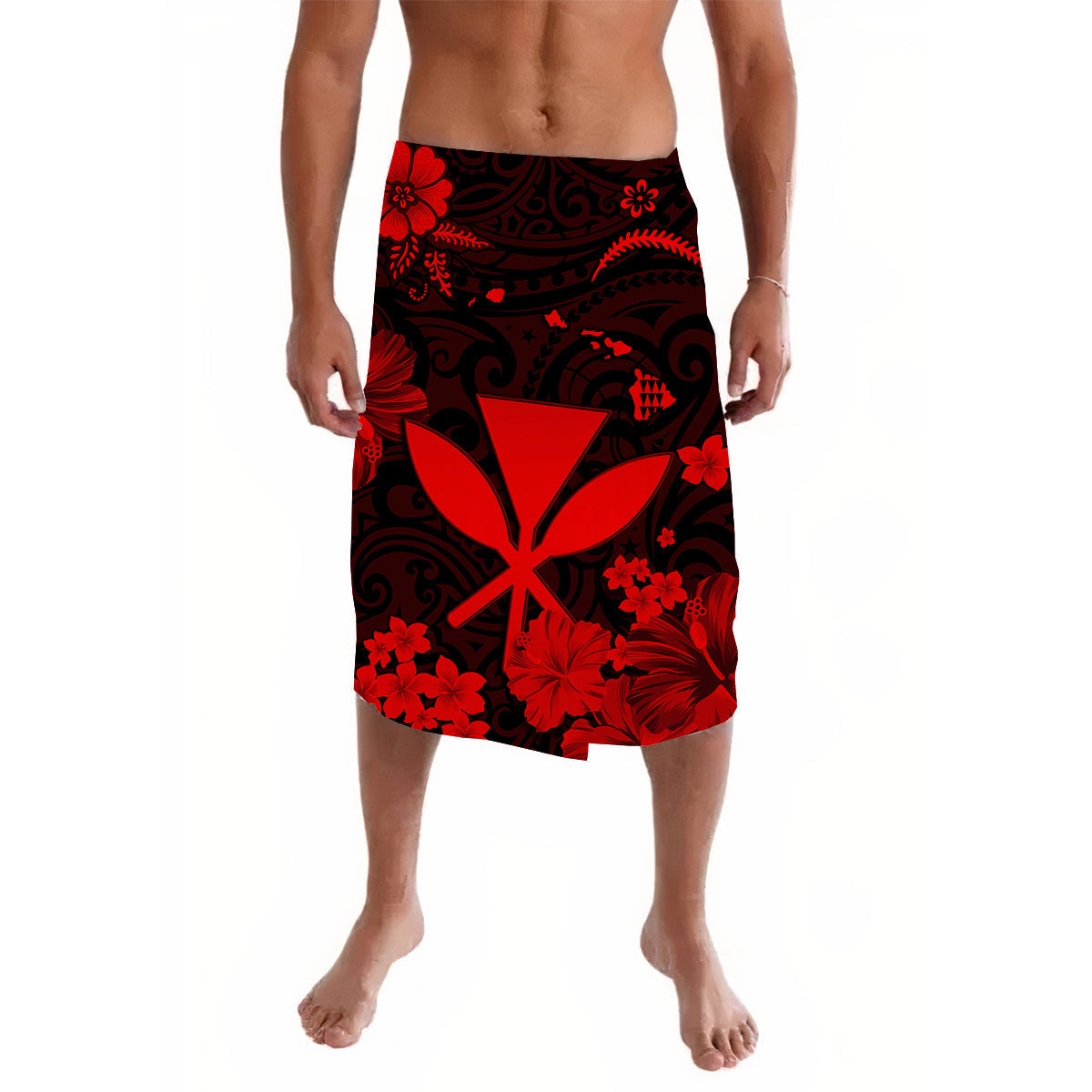 Hawaii Lavalava Polynesia Red Kanaka Maoli