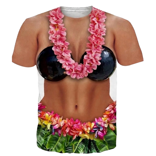 Polynesian Women Shirt Flowers Necklace Funny Leaf Skirt Style T Shirt For Her