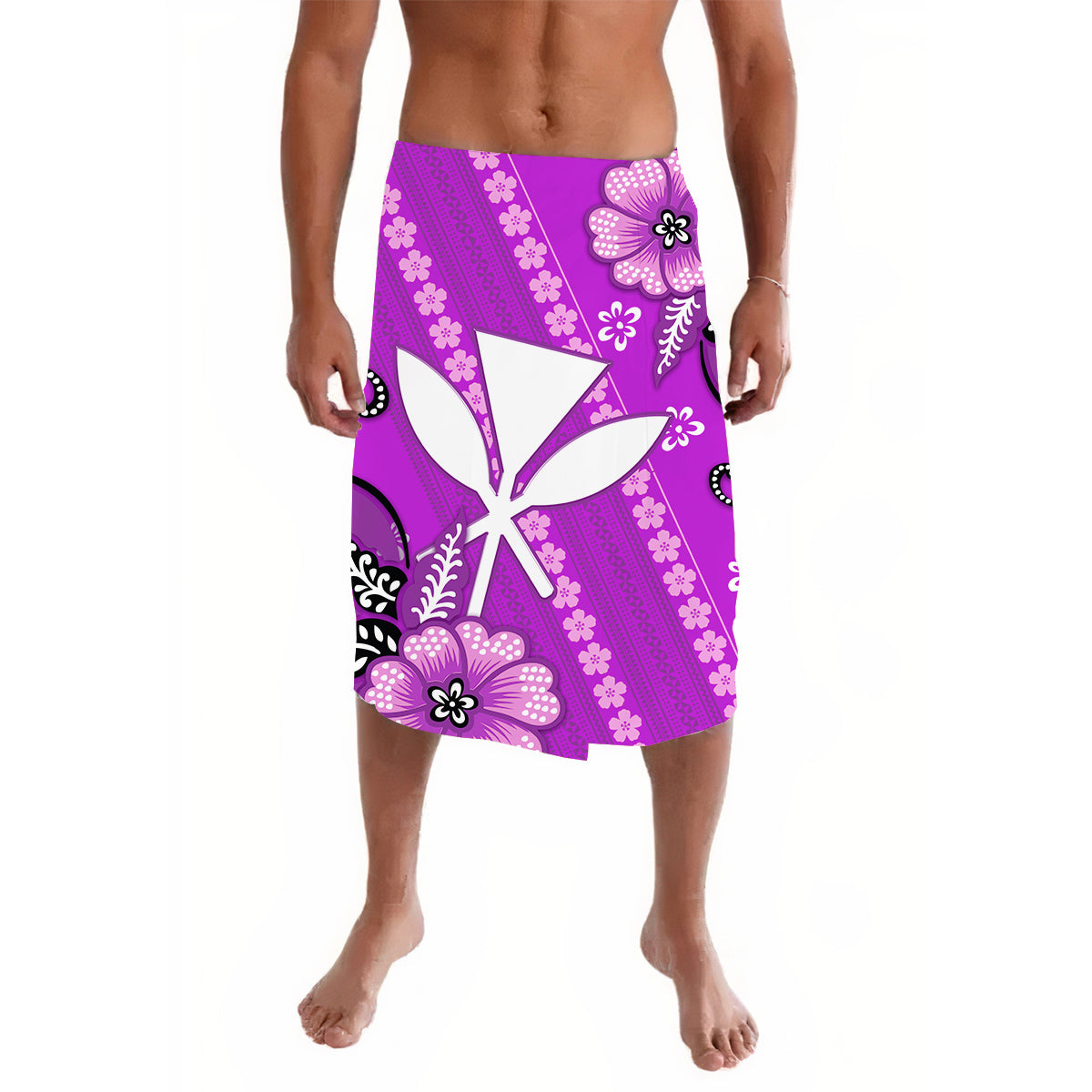 Hawaii Lavalava Kakau Tribal Purple Batik Floral