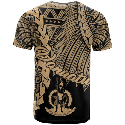 Vanuatu Polynesian T - Shirt - Tribal Wave Tattoo Gold
