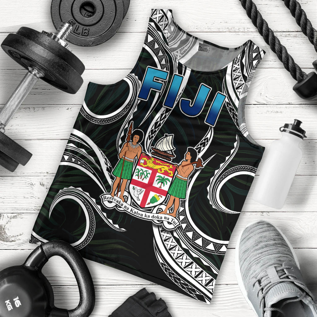 Fiji Coat of Arms Men Tank Top Polynesian mix Coconut Pattern