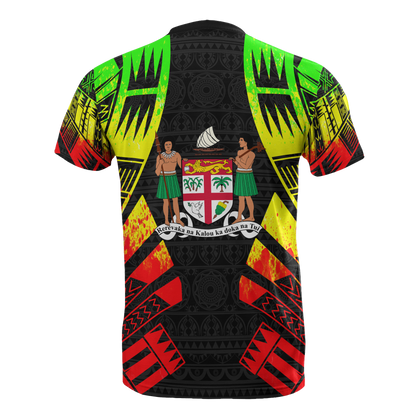 Fiji T - Shirt - Fiji Coat Of Arms Polynesian Tattoo Reggae Style