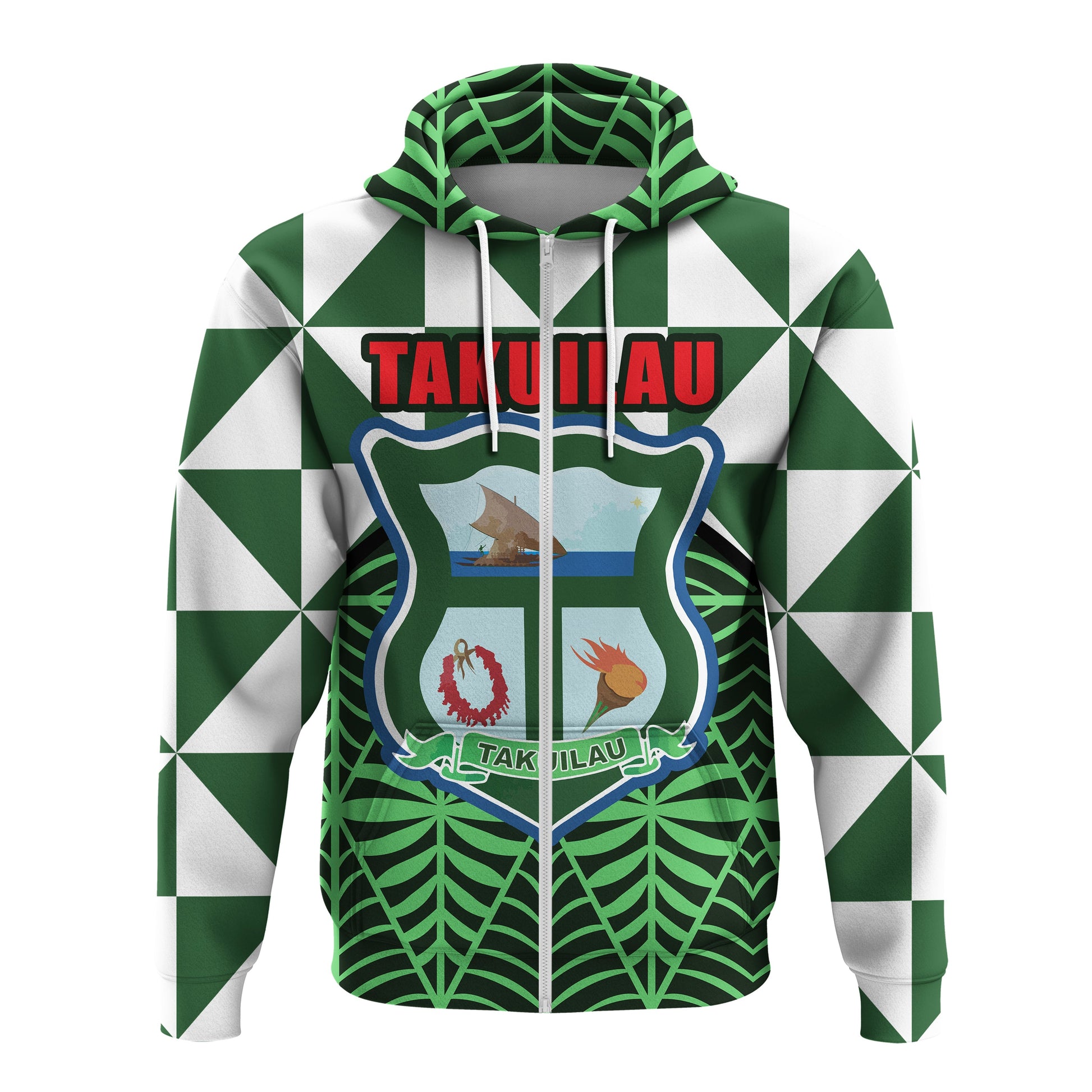 Takuilau College Zip Hoodie Tongan Patterns