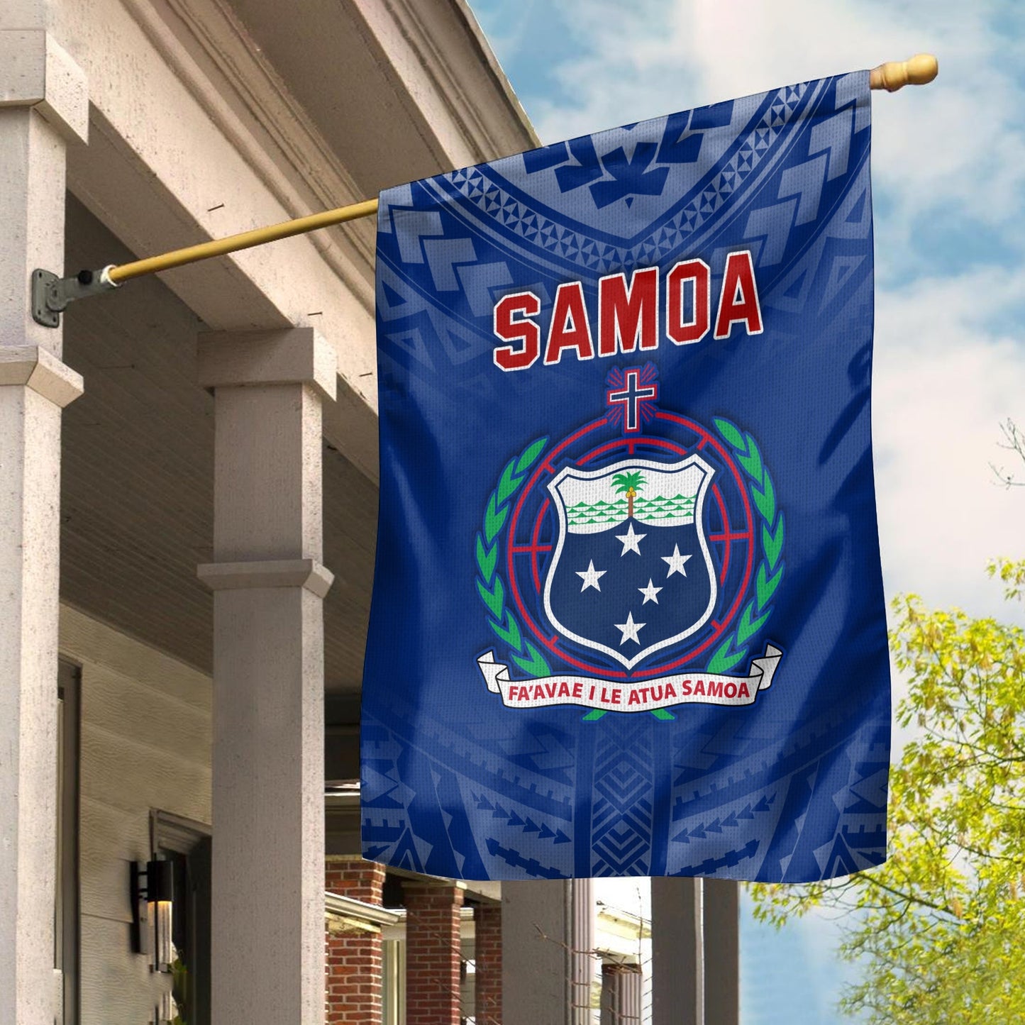 Samoa Flag Simple Polynesian Tribal Pattern Garden Flag
