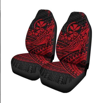 Hawaii Humpback Whale With Hibiscus Tribal Red Car Seat Covers