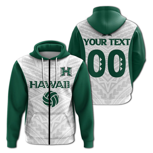 Custom Text Hawaii Hoodie White Volleyball Team Supporter -