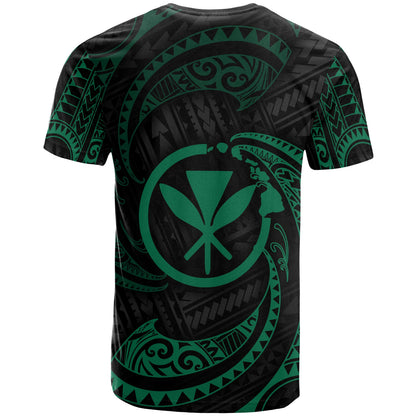 Polynesian Hawaii T - Shirt - Green Tribal Wave