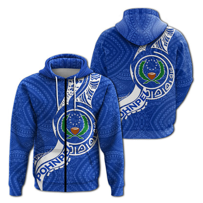 Pohnpei Zip Up Hoodie Micronesia Pride Blue