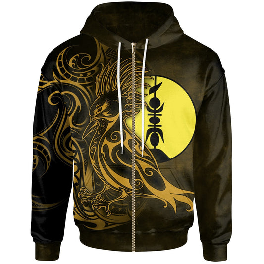 New Caledonia Zip Up Hoodie Gold Kagu and Flche Fatire