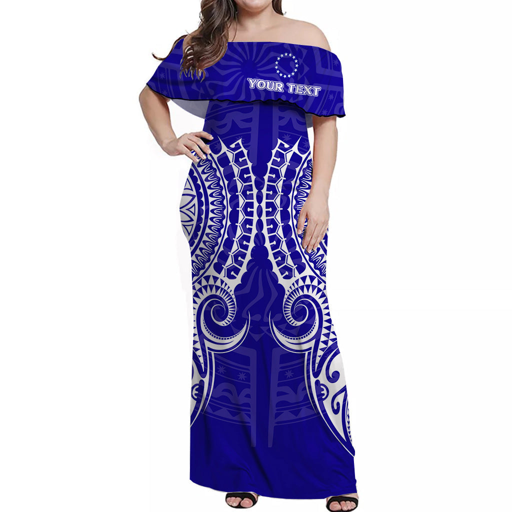 Custom Personalised Cook Islands Rakahanga Off Shoulder Long Dress Tribal Pattern