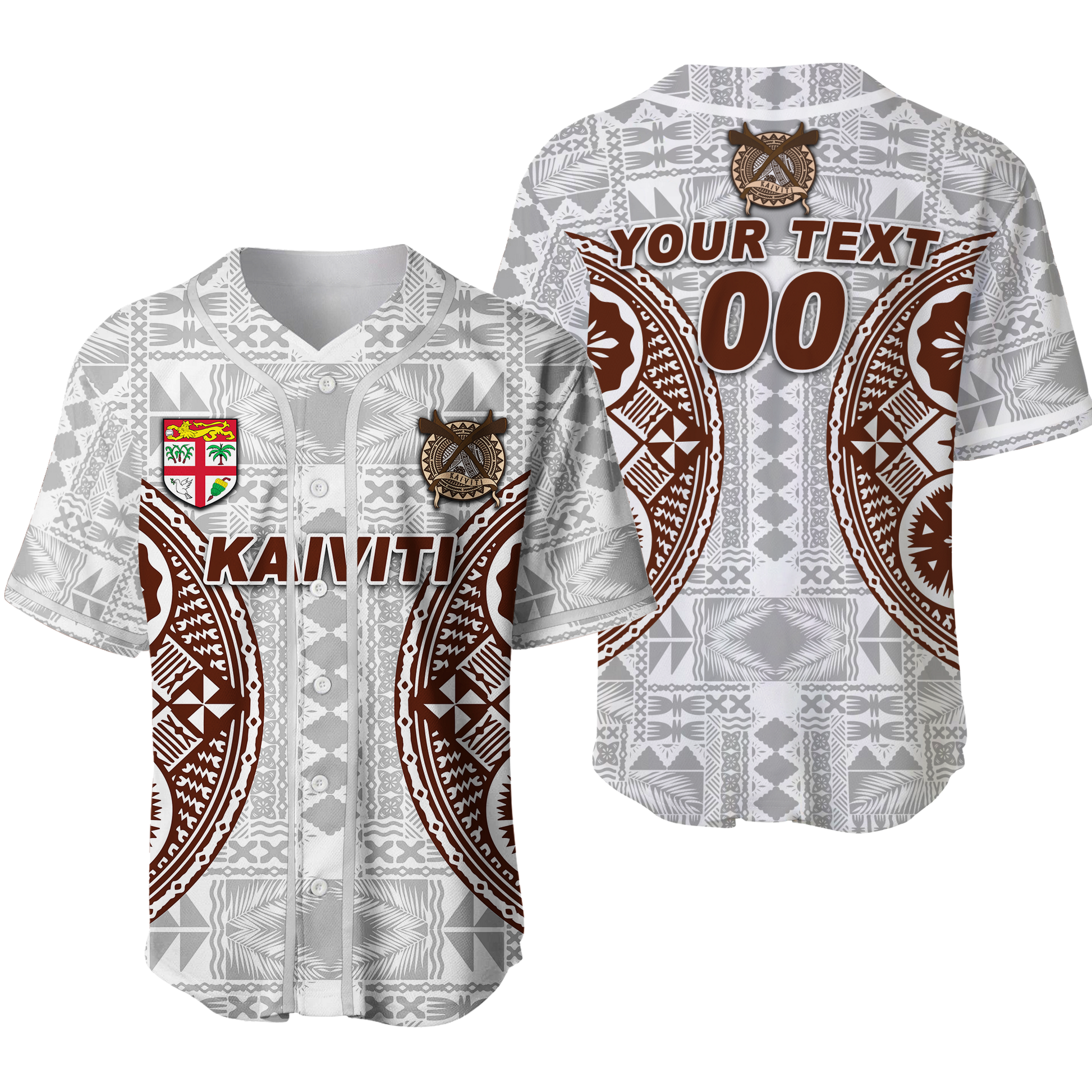 (Custom Personalised) Fiji Kaiviti Tapa Pattern Baseball Jersey