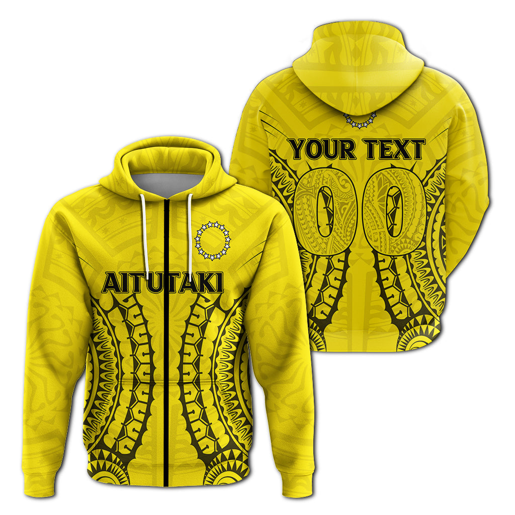 ( Personalised) Cook Islands Aitutaki Zip Up Hoodie Tribal Pattern