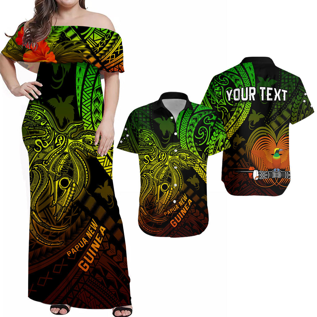 (Custom Personalised) Matching Outfits For Couples Papua New Guinea Combo Dress and Hawaiian Shirt Raggiana Birds Of Paradise Special 02