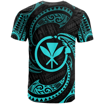 Polynesian Hawaii Custom Personalised T Shirt Neon Blue Tribal Wave