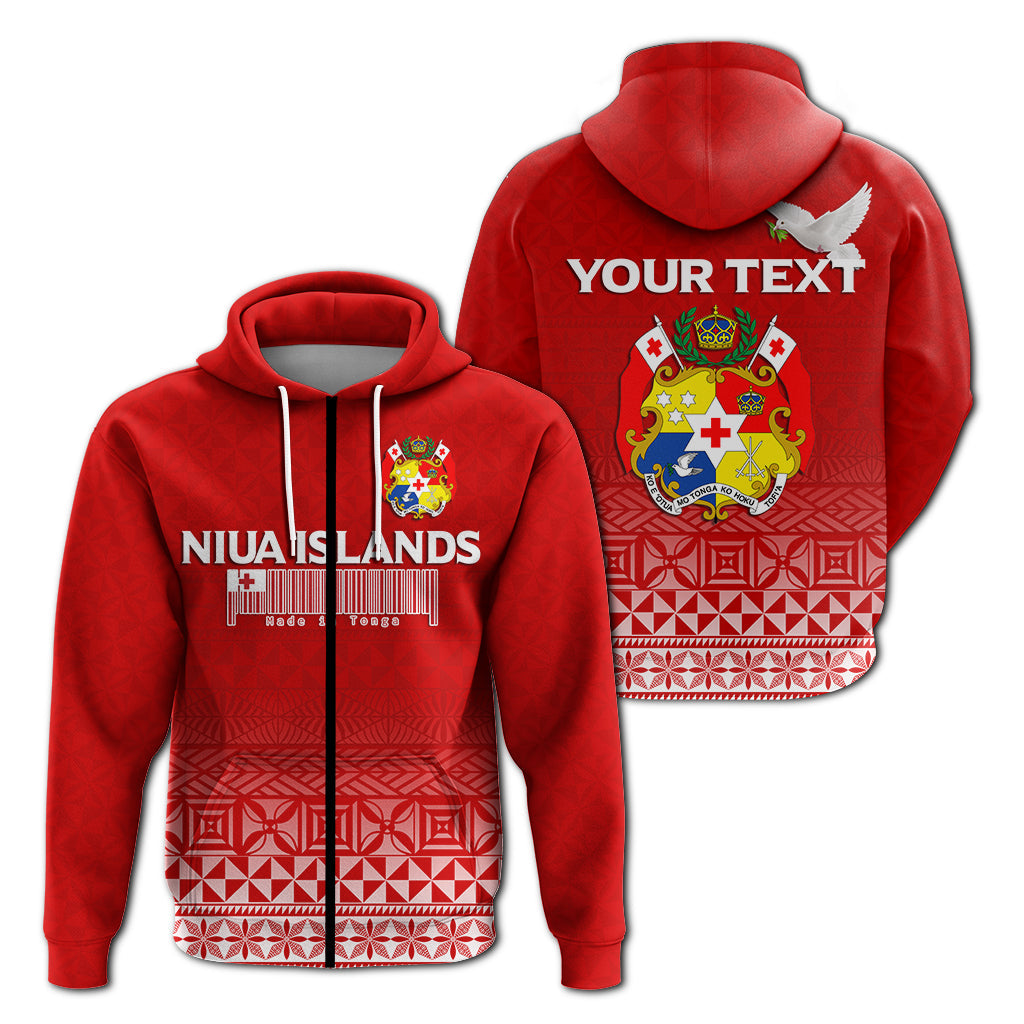 ( Personalised) Tonga Niua Islands Zip Hoodie Tongan Pattern