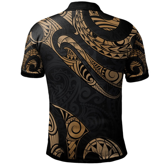 Wallis And Futuna Polynesian Custom Personalised Polo Shirt - Poly Tattoo Gold Version