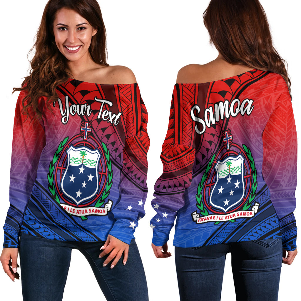 (Custom Personalised) Samoa Off Shoulder Sweater Style Gradient Sporty Original