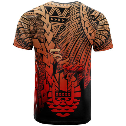 Tahiti Polynesian Custom Personalised T-shirt Tribal Wave Tattoo Red Ver 2