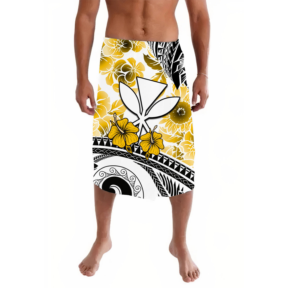 Hawaii Lavalava Polynesian and Gold Hibiscus