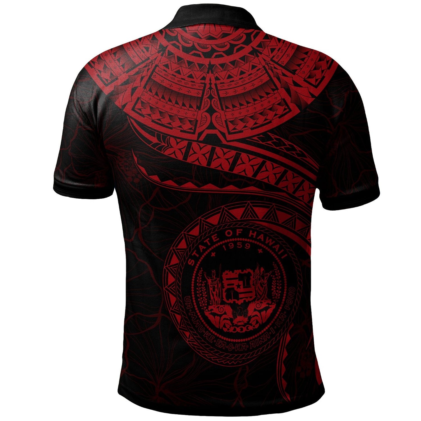 Polynesian Hawaii Polo Shirt - Hawaiian Waves Red