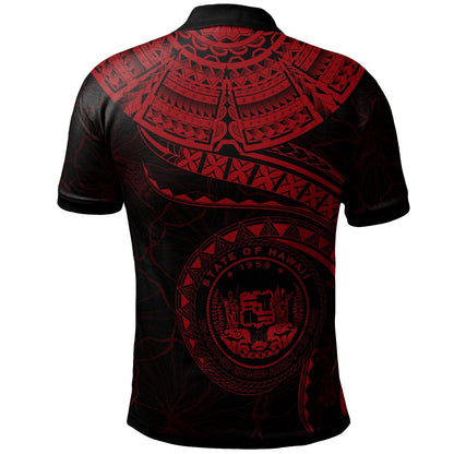 Polynesian Hawaii Polo Shirt - Hawaiian Waves Red