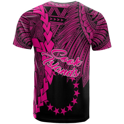 Cook Islands Polynesian T - Shirt - Tribal Wave Tattoo Pink