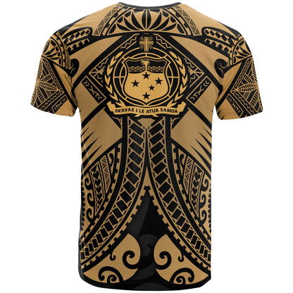 Samoa Polynesian T-Shirt - Samoa Gold Seal With Polynesian Tattoo