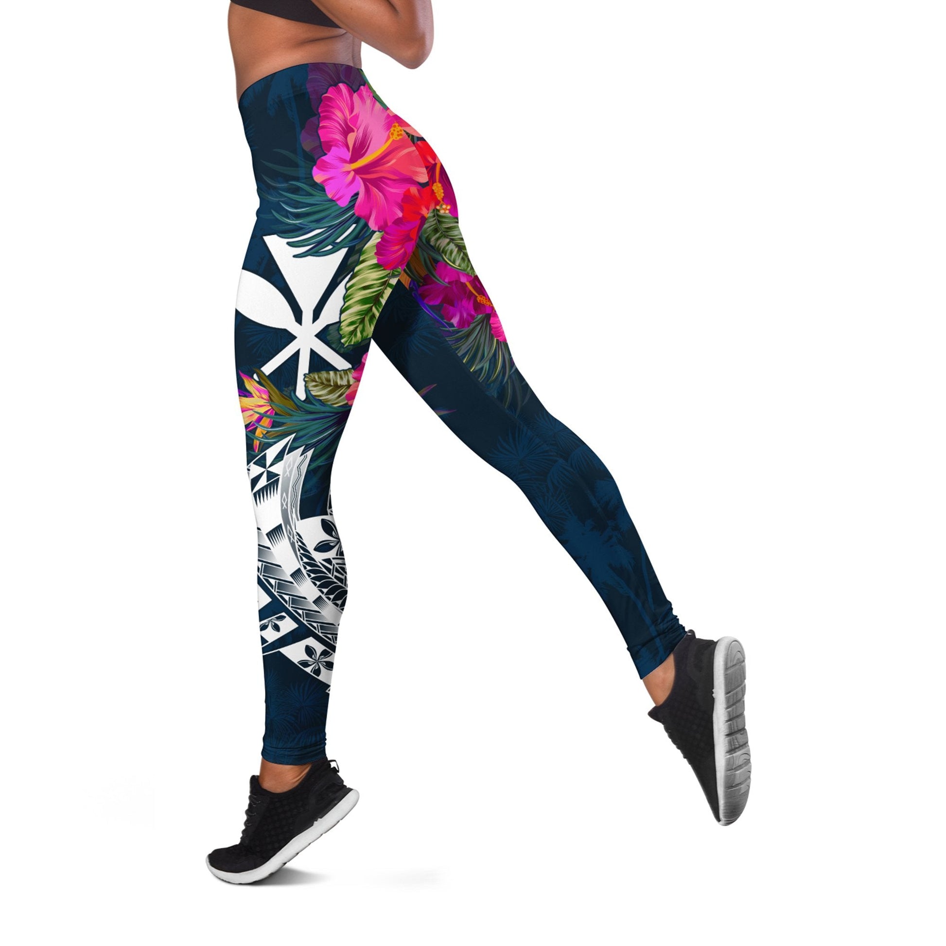 Hawaii Leggings - Polynesian Hibiscus with Summer Vibes