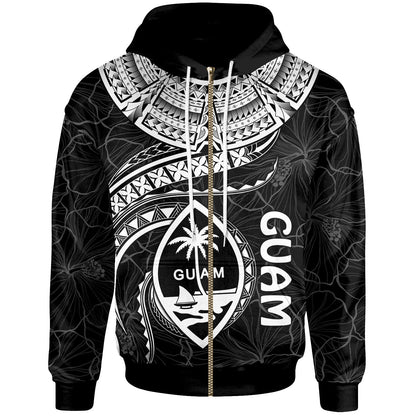 Guam Polynesian Zip Up Hoodie Guam Waves (White)