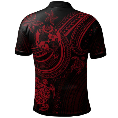 Tonga Custom Personalised Polo Shirt - Red Turtle