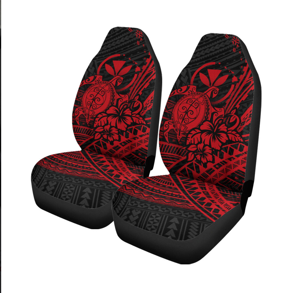 Hawaii Turtle With Hibiscus Tribal Red Car Seat Covers