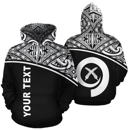 Custom Text Vanuatu Polynesian Personalised Custom Hoodie Black Curve