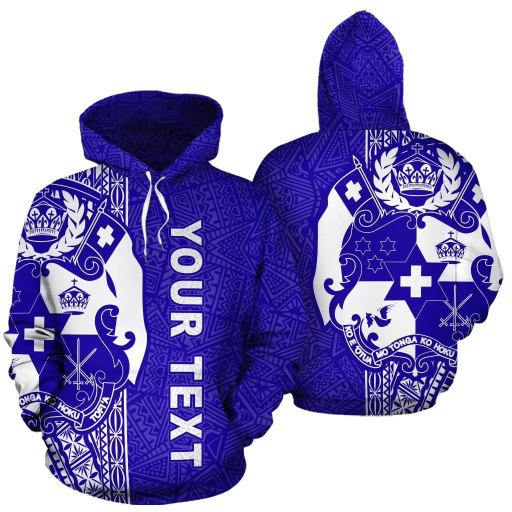 Custom Text Tonga Hoodie Custom Polynesian Blue Line Hoodie