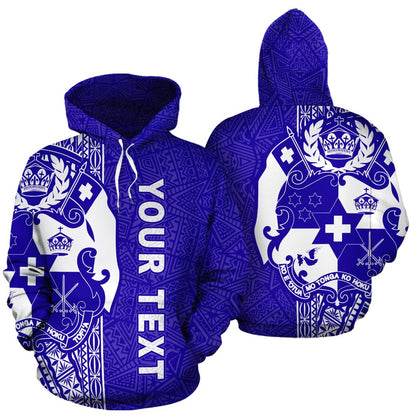 Custom Text Tonga Hoodie Custom Polynesian Blue Line Hoodie