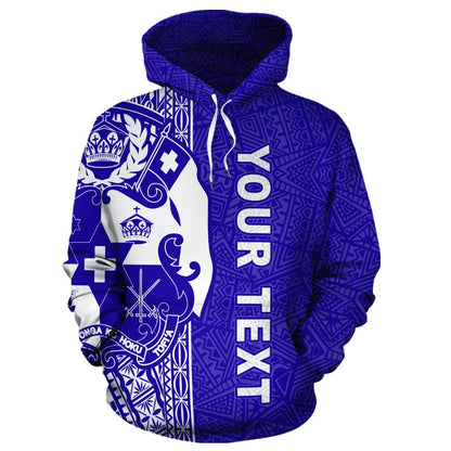 Custom Text Tonga Hoodie Custom Polynesian Blue Line Hoodie